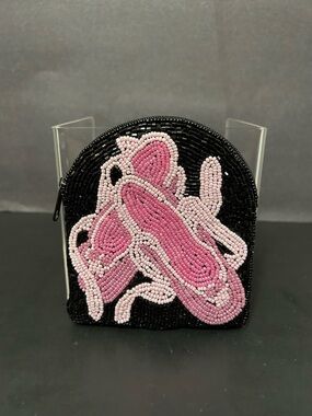 Beaded Pink Ballet Slipper Cosmetic Pouch - Women Bags